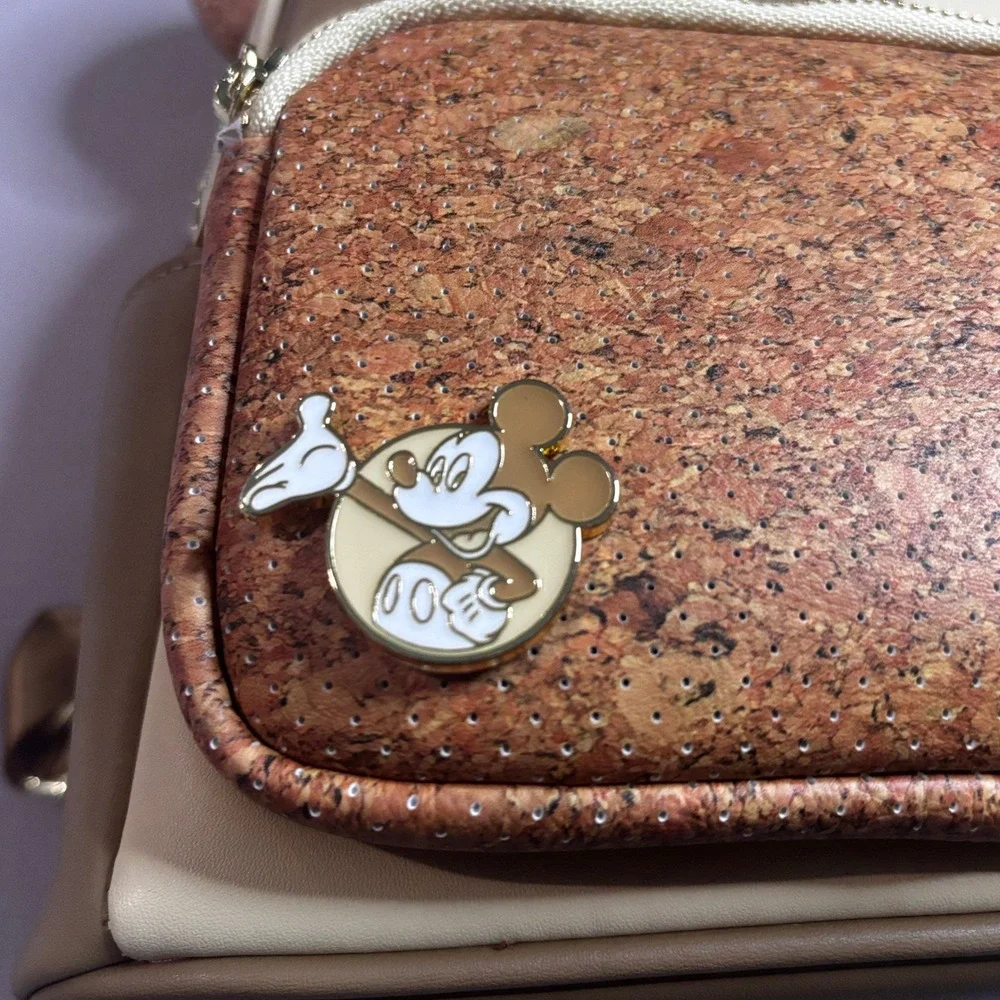 Loungefly Disney Mickey Mouse Beige Cork Pin Cosplay Mini Backpack NEW